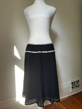 NWT JESSICA Deadstock Y2K Black Preppy Bow Goth Coquette Midi Skirt Sz 12